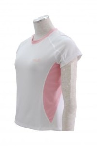 W039訂做女裝跑步衫  跑步衫網上訂購  度身訂製跑步衫 自製功能性籃球服公司    白色 撞色粉色